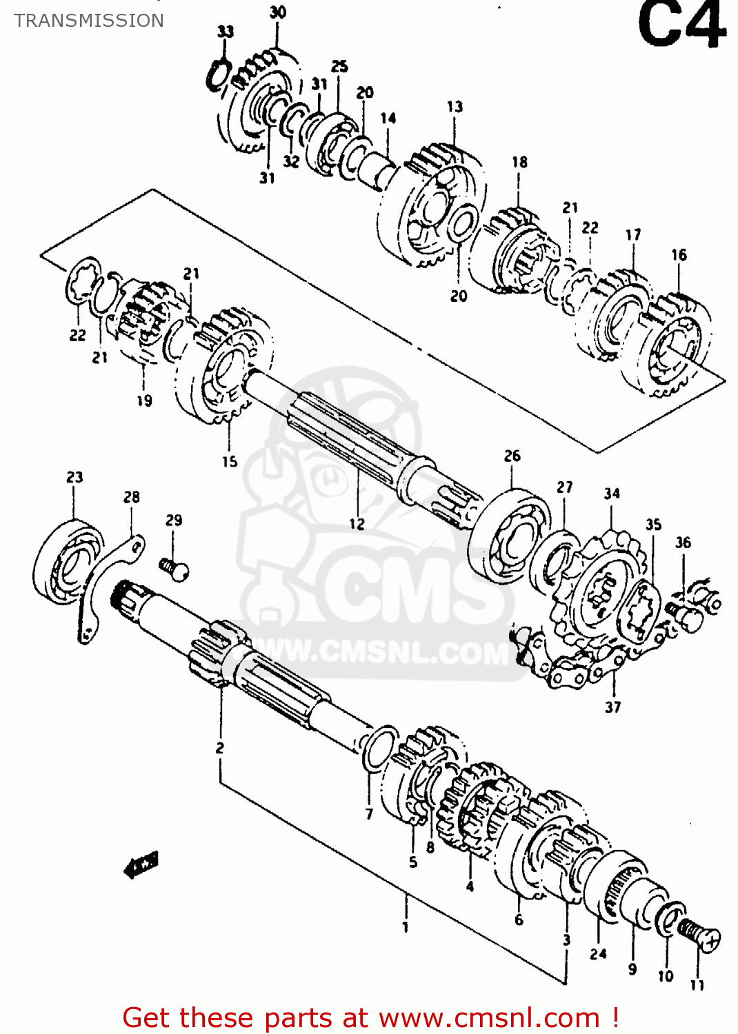 TRANSMISSION RG125FU 1993 (P) (E02 E04)