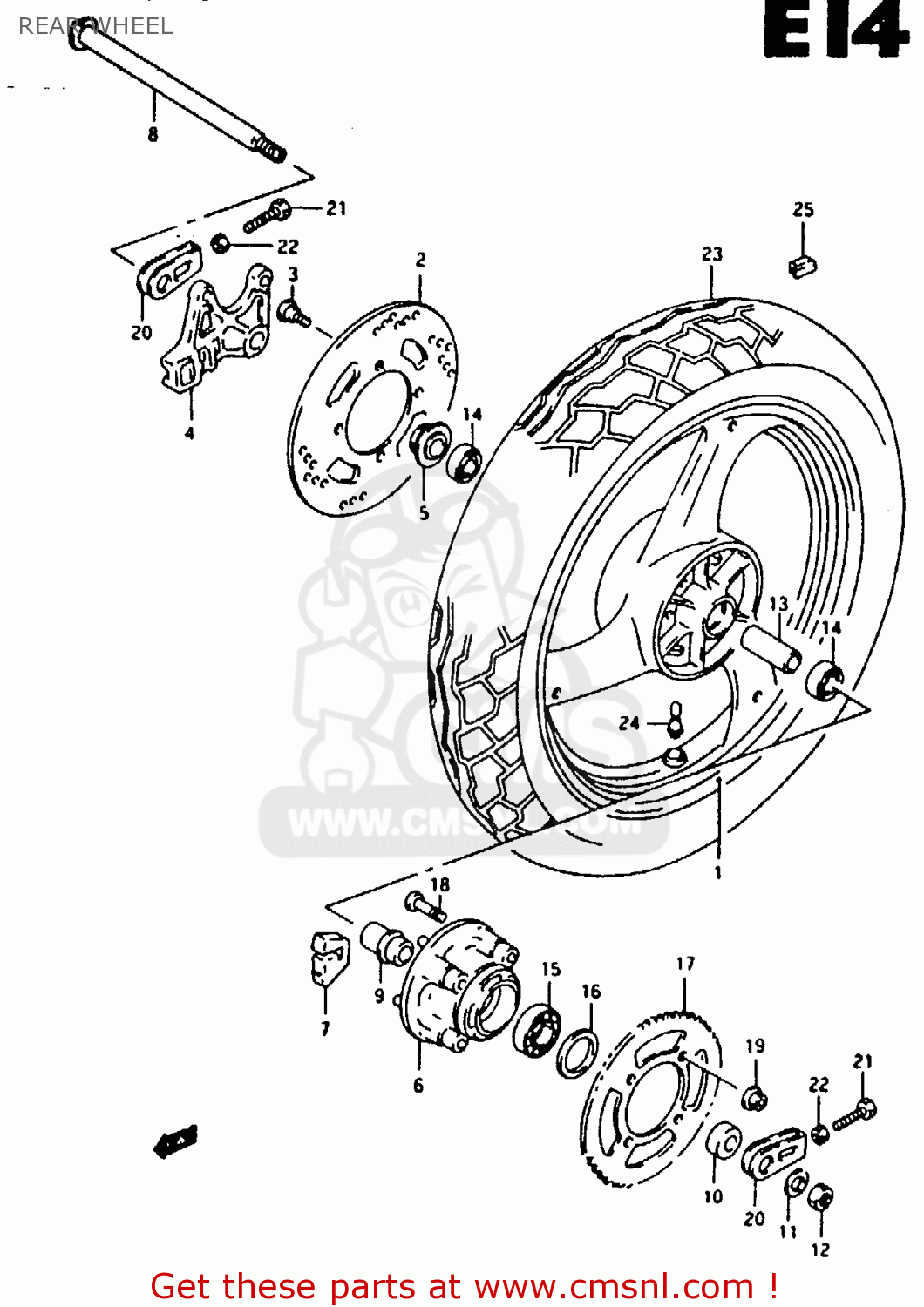 REAR WHEEL RG125FU 1993 (P) (E02 E04)