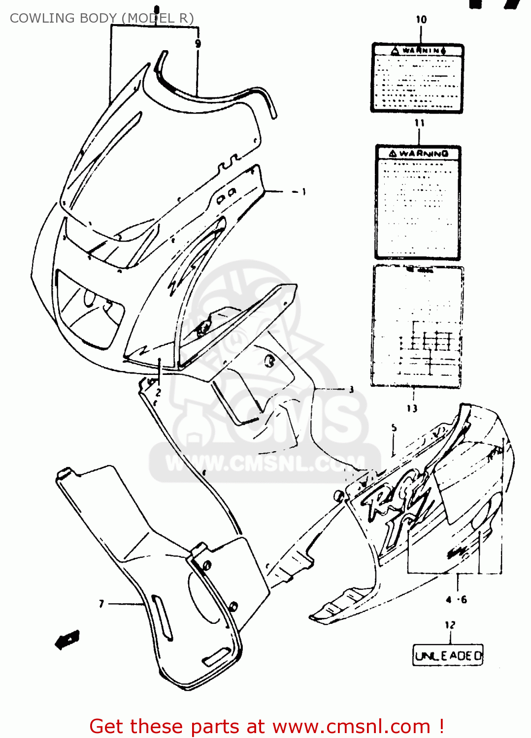 COWLING BODY (MODEL R) RG125FU 1993 (P) (E02 E04)