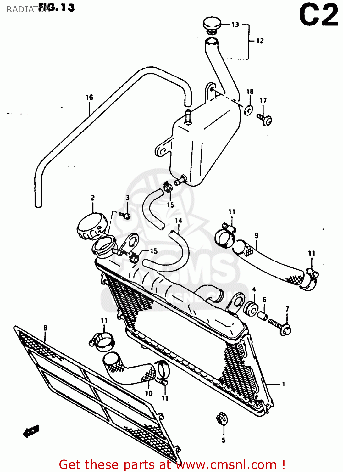 RADIATOR RG125FU 1994 (R) (E02 E04)