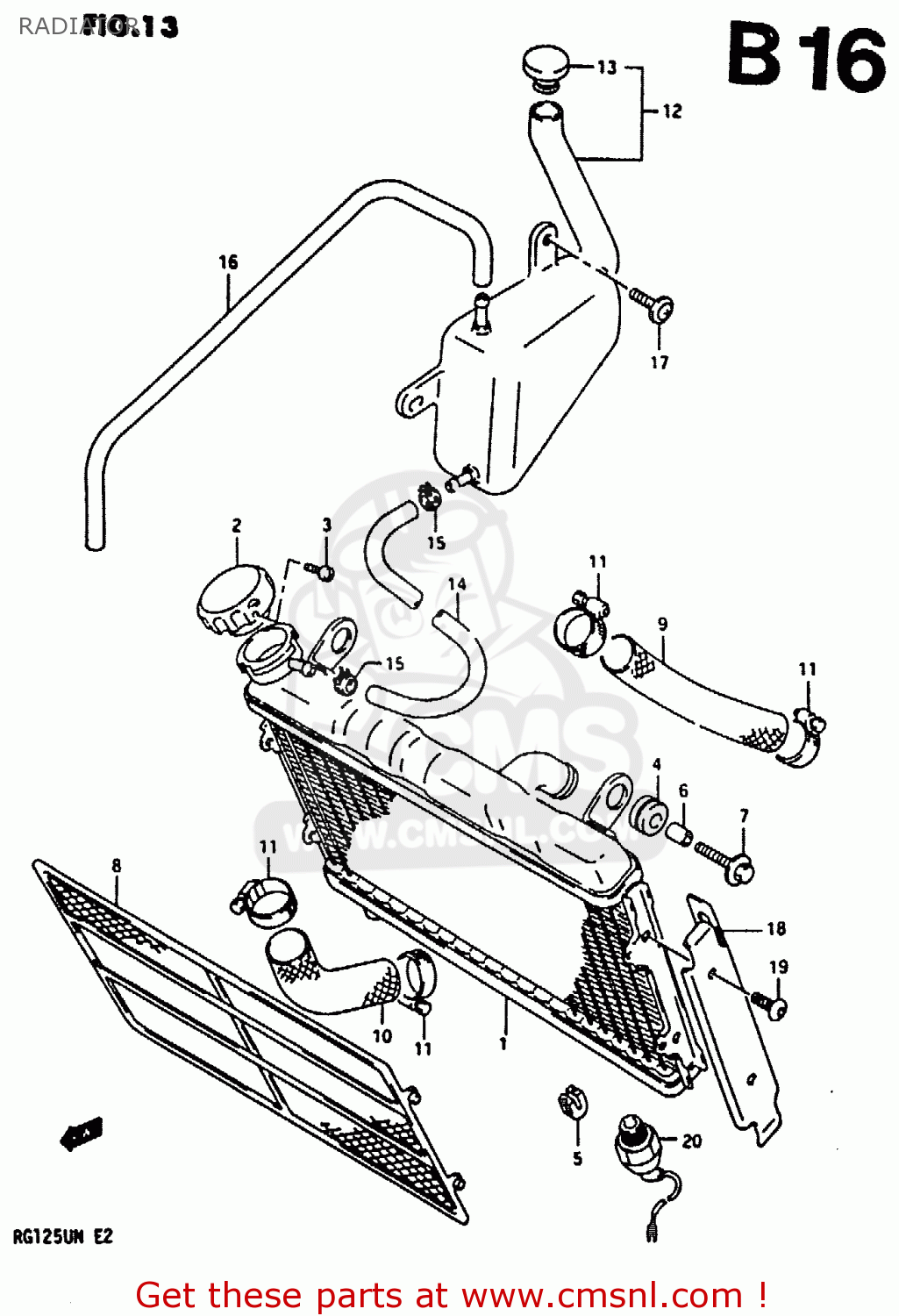 RADIATOR RG125U 1992 (N) (E02 E04)
