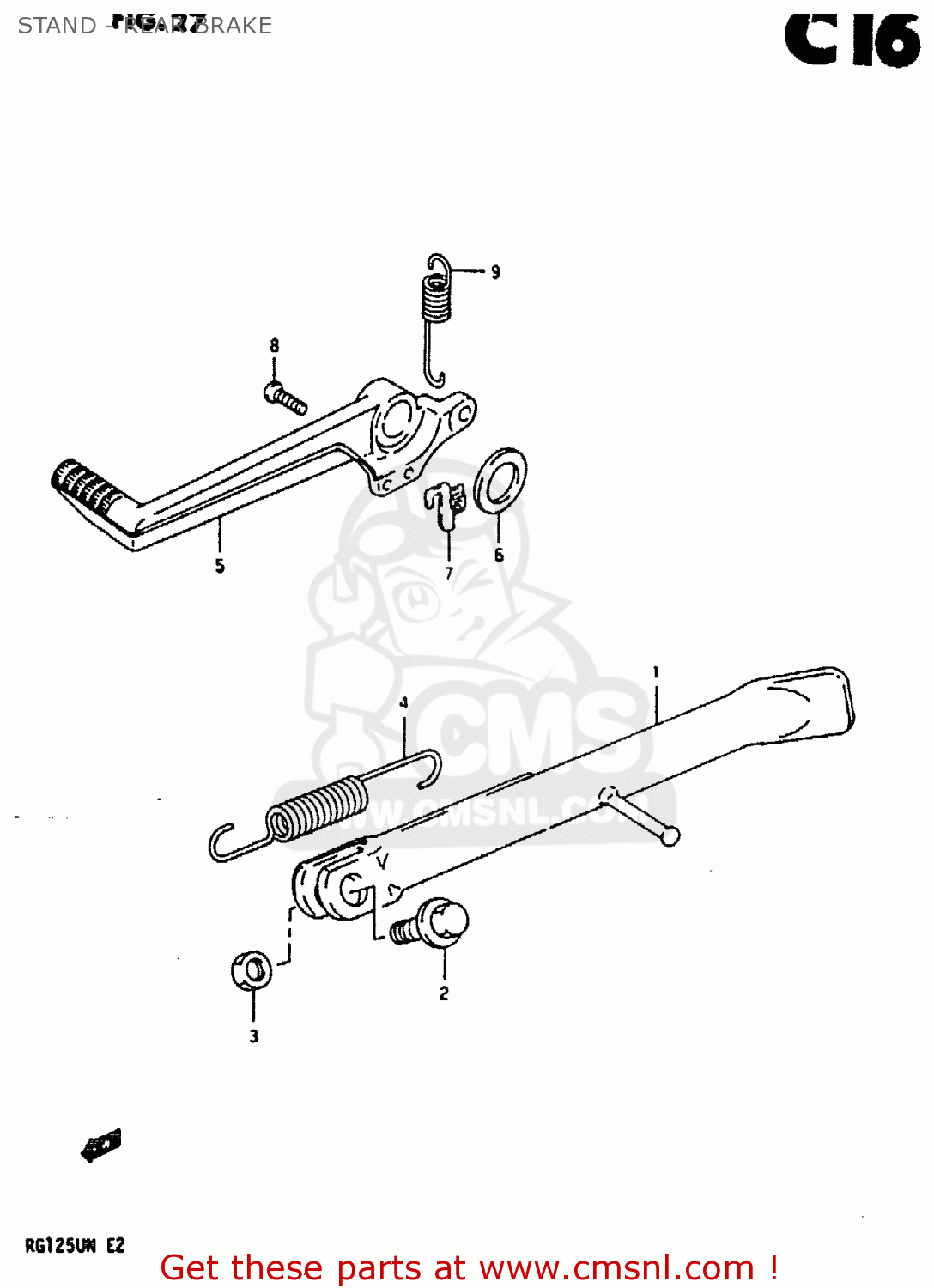 STAND - REAR BRAKE RG125U 1992 (N) (E02 E04)