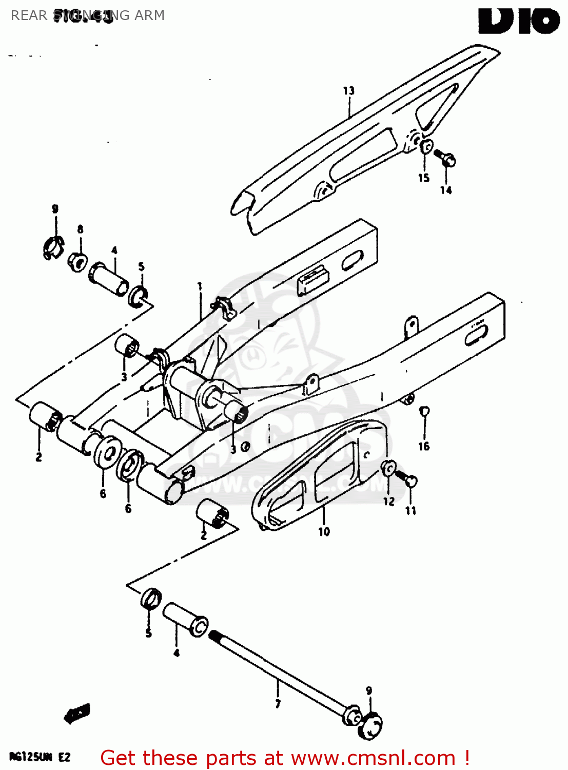REAR SWINGING ARM RG125U 1992 (N) (E02 E04)