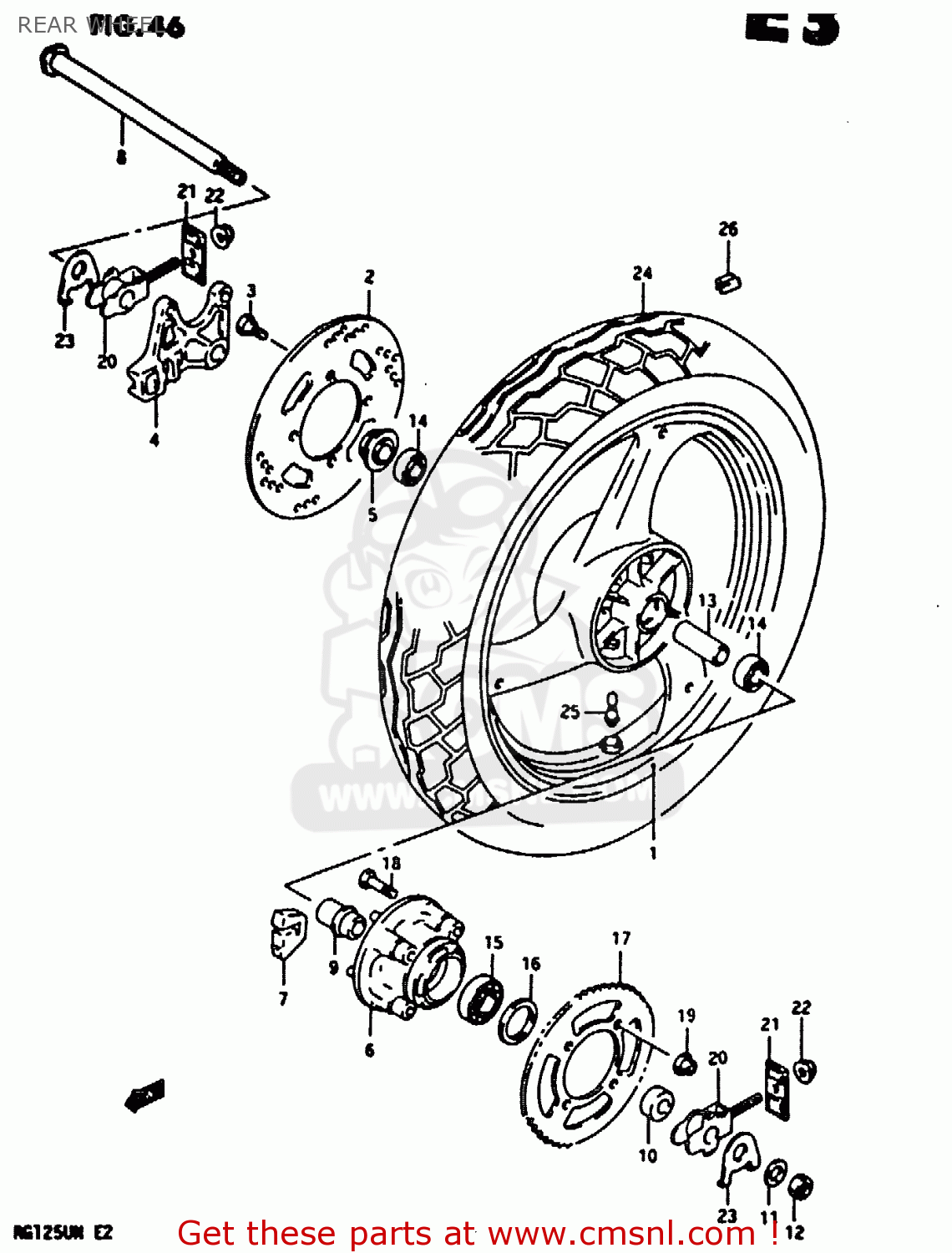REAR WHEEL RG125U 1992 (N) (E02 E04)