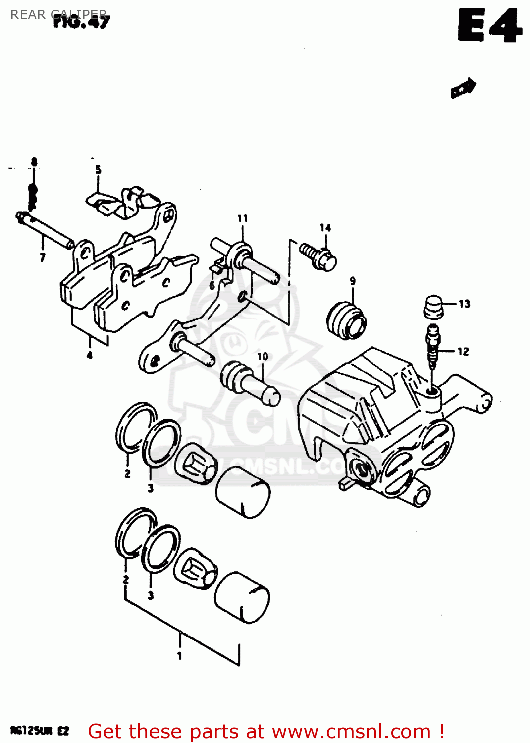 REAR CALIPER RG125U 1992 (N) (E02 E04)