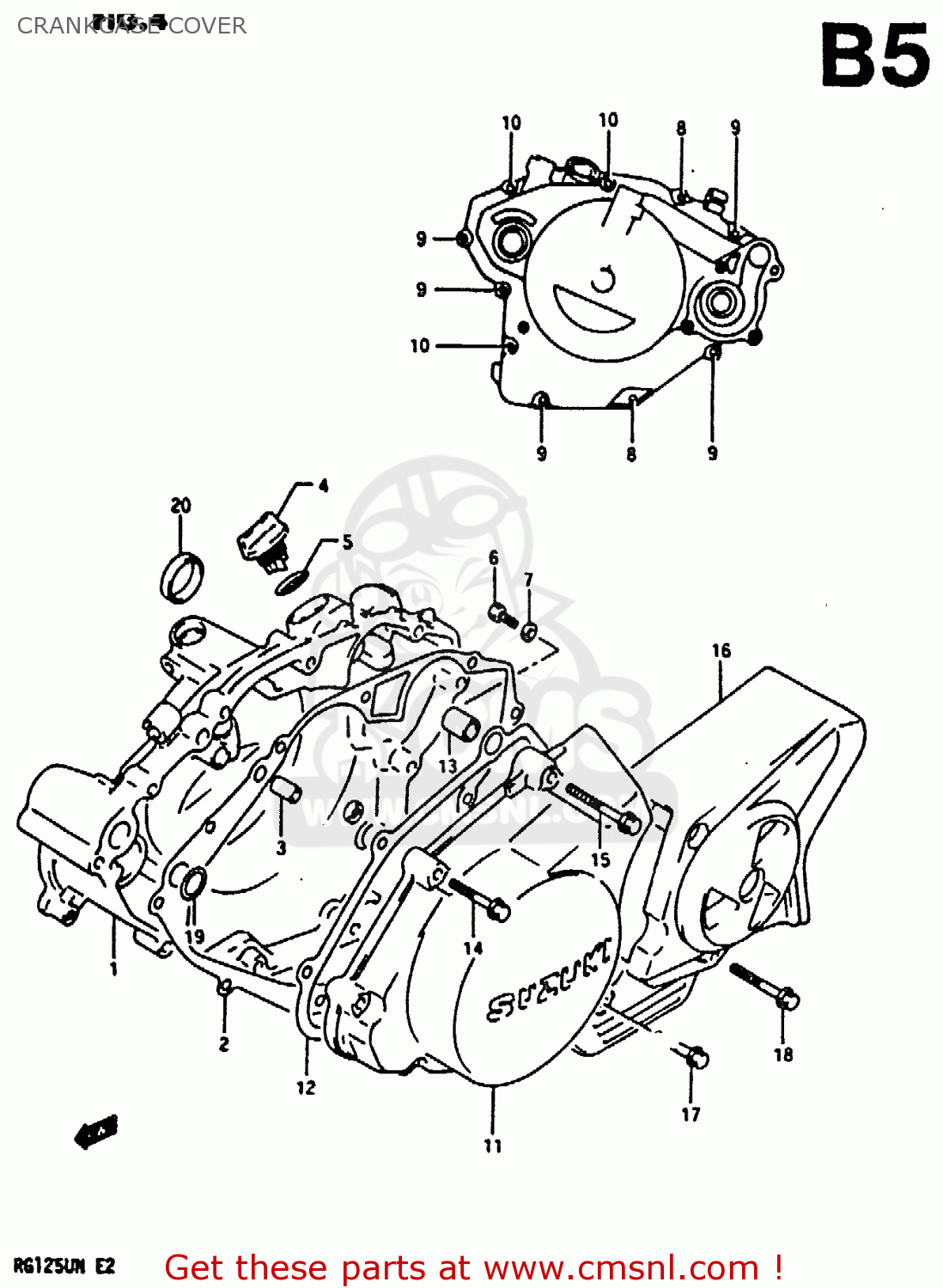 CRANKCASE COVER RG125U 1992 (N) (E02 E04)