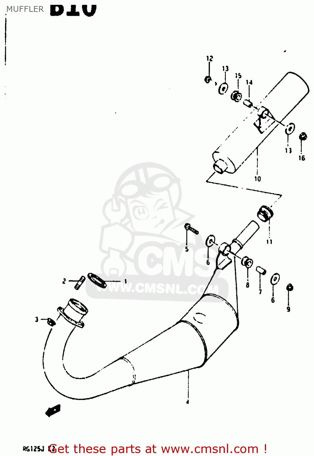 MUFFLER RG125UC 1986 (G) (E02 E04)