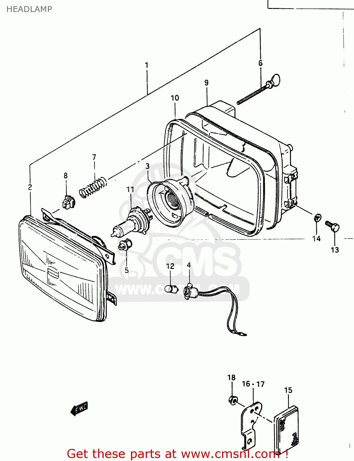 HEADLAMP RG250 1986 (G) (E01 E15 E21 E25 E34)