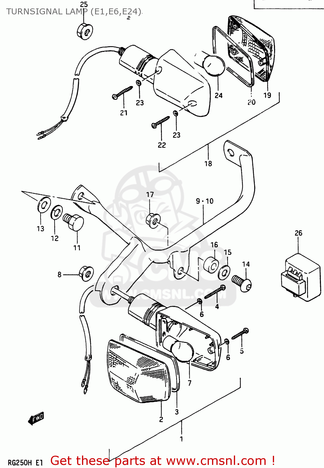TURNSIGNAL LAMP (E1,E6,E24) RG250 1986 (G) (E01 E15 E21 E25 E34)