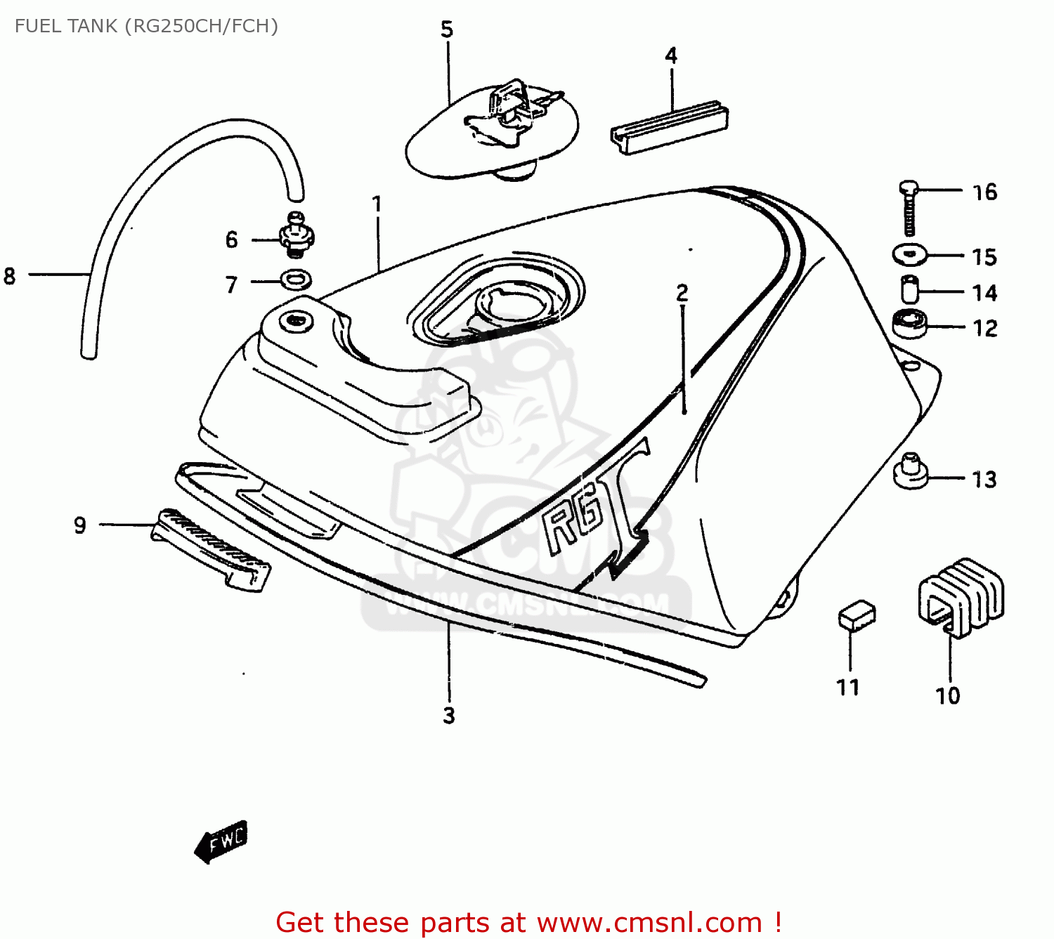 FUEL TANK (RG250CH/FCH) RG250 1986 (G) (E01 E15 E21 E25 E34)