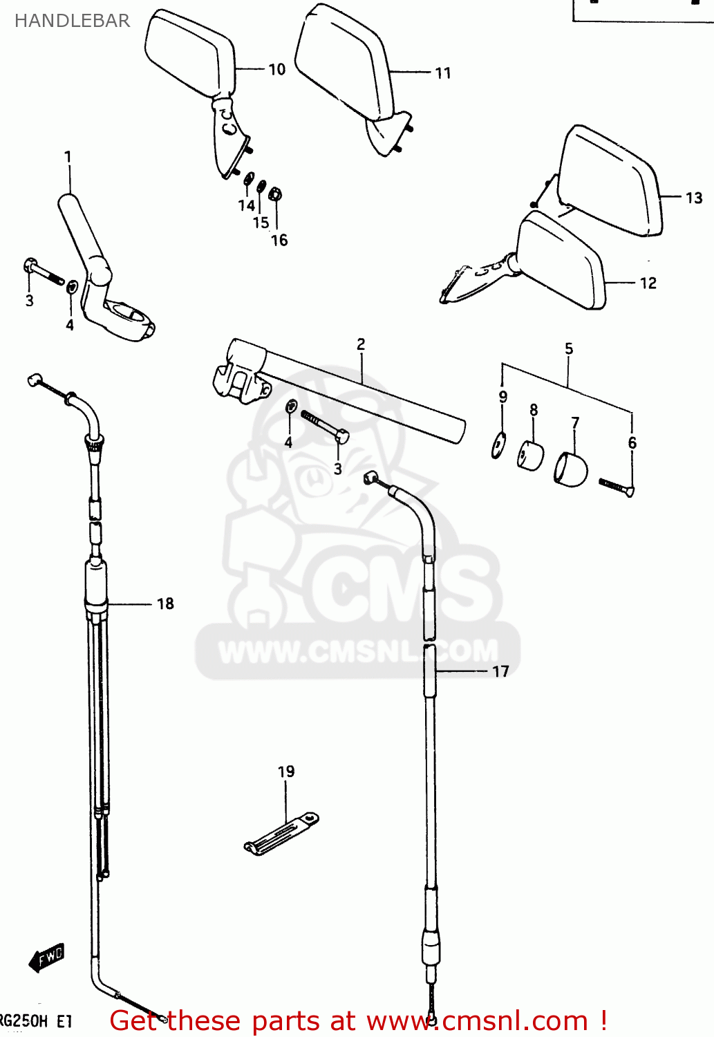 HANDLEBAR RG250 1986 (G) (E01 E15 E21 E25 E34)