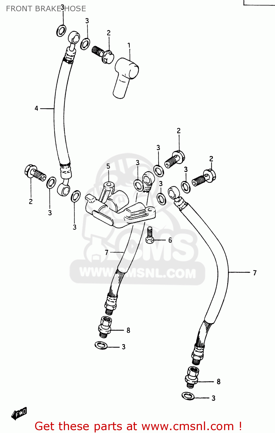 FRONT BRAKE HOSE RG250 1986 (G) (E01 E15 E21 E25 E34)