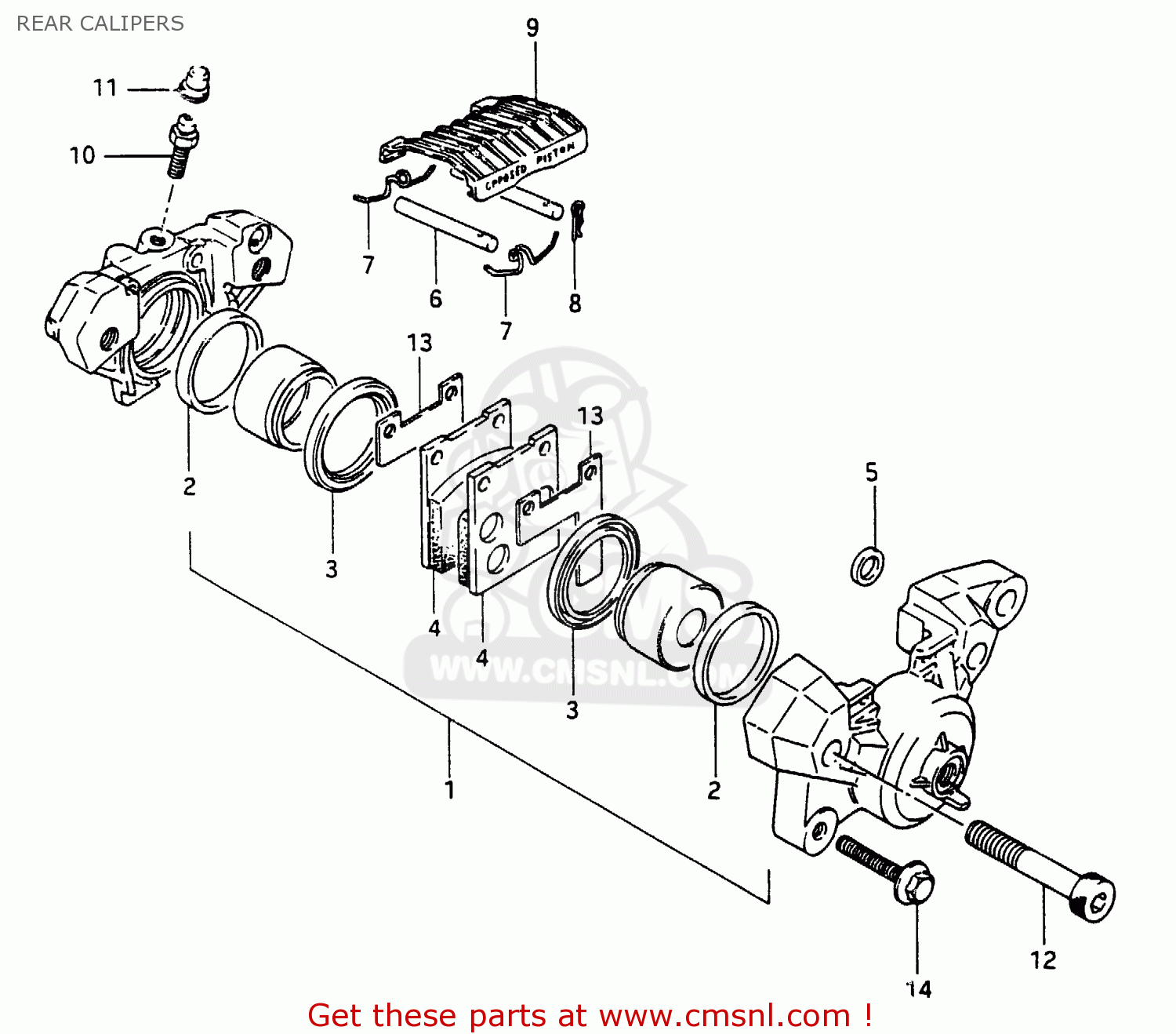 REAR CALIPERS RG250 1986 (G) (E01 E15 E21 E25 E34)
