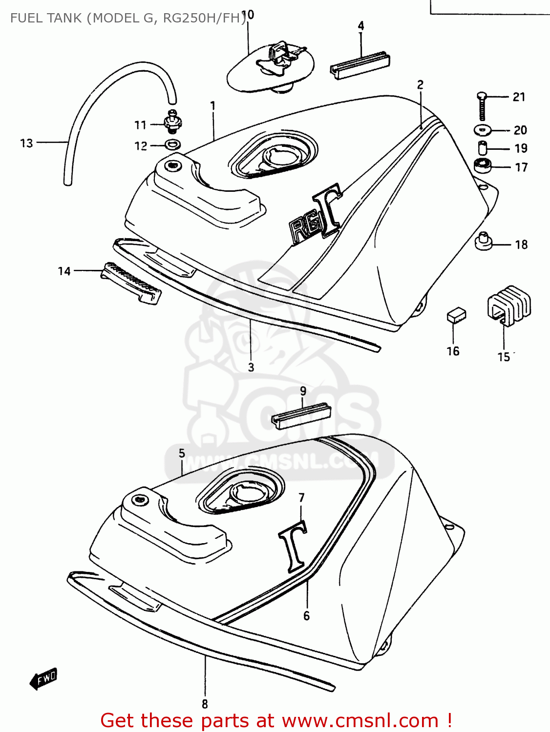 Suzuki RG250 1987 (H) (E01 E04 E21) FUEL TANK (MODEL G, RG250H/FH