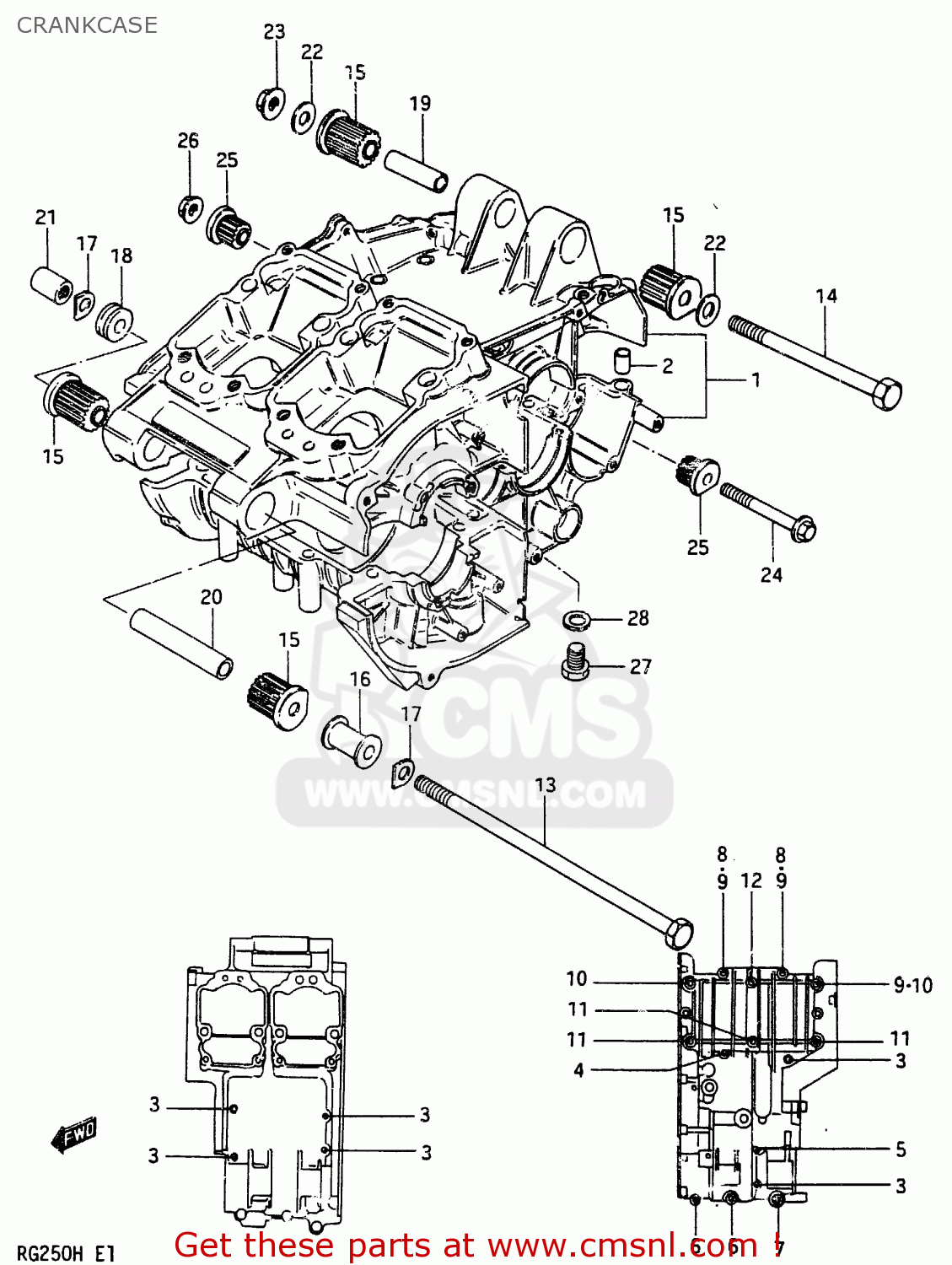 CRANKCASE RG250 1987 (H) (E01 E04 E21)