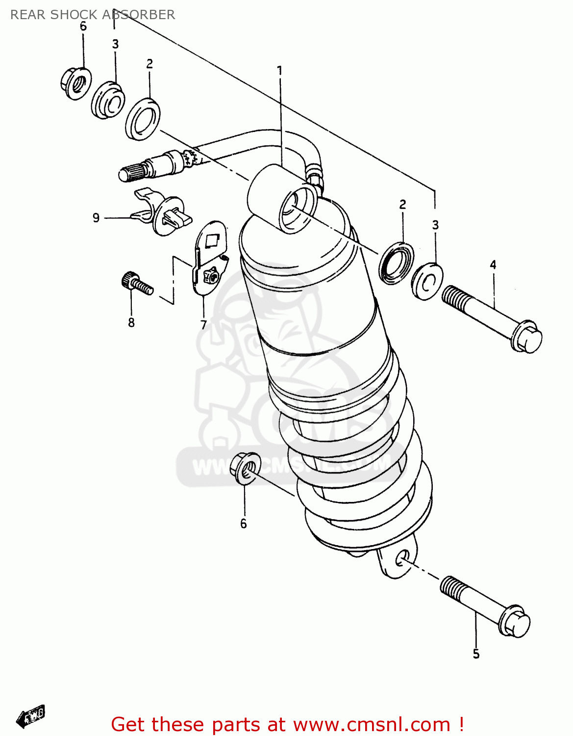 REAR SHOCK ABSORBER RG250 1987 (H) (E01 E04 E21)