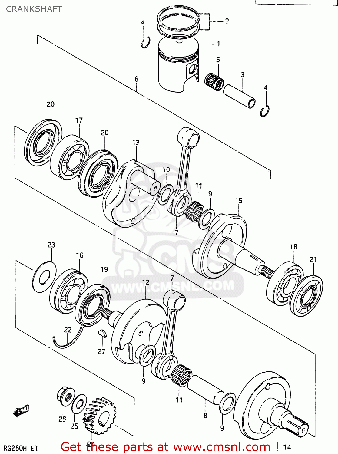 CRANKSHAFT RG250 1987 (H) (E01 E04 E21)