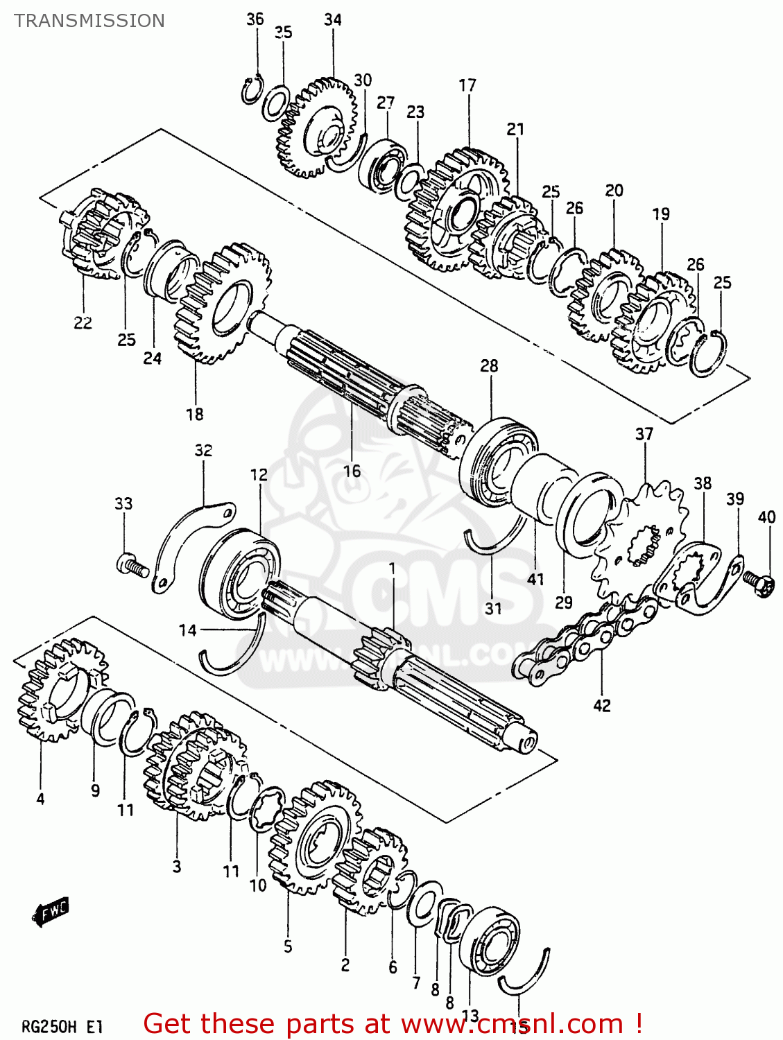 TRANSMISSION RG250C 1987 (H) (E01 E02 E04 E15 E16 E21 E22 E25 E39 E53)