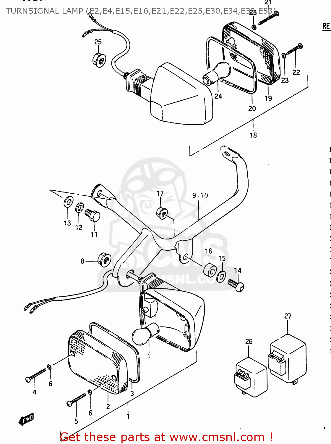 TURNSIGNAL LAMP (E2,E4,E15,E16,E21,E22,E25,E30,E34,E39,E53) RG250C 1987 (H) (E01 E02 E04 E15 E16 E21 E22 E25 E39 E53)