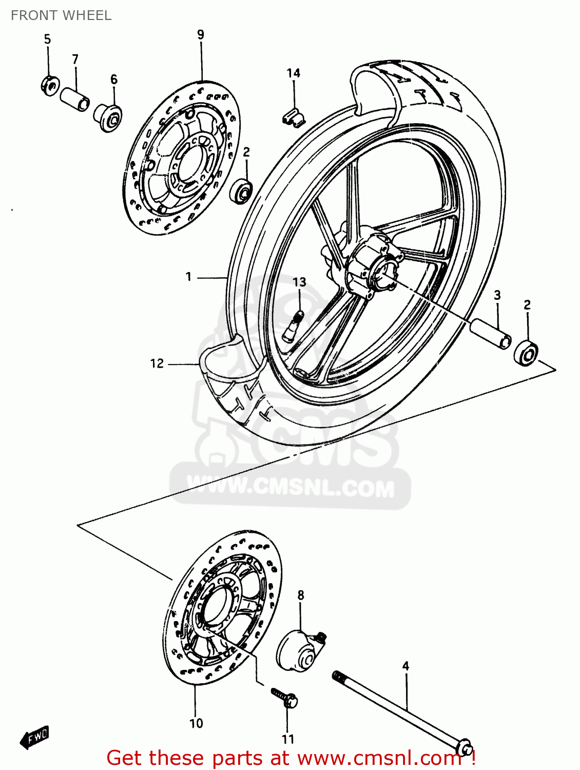 FRONT WHEEL RG250C 1987 (H) (E01 E02 E04 E15 E16 E21 E22 E25 E39 E53)