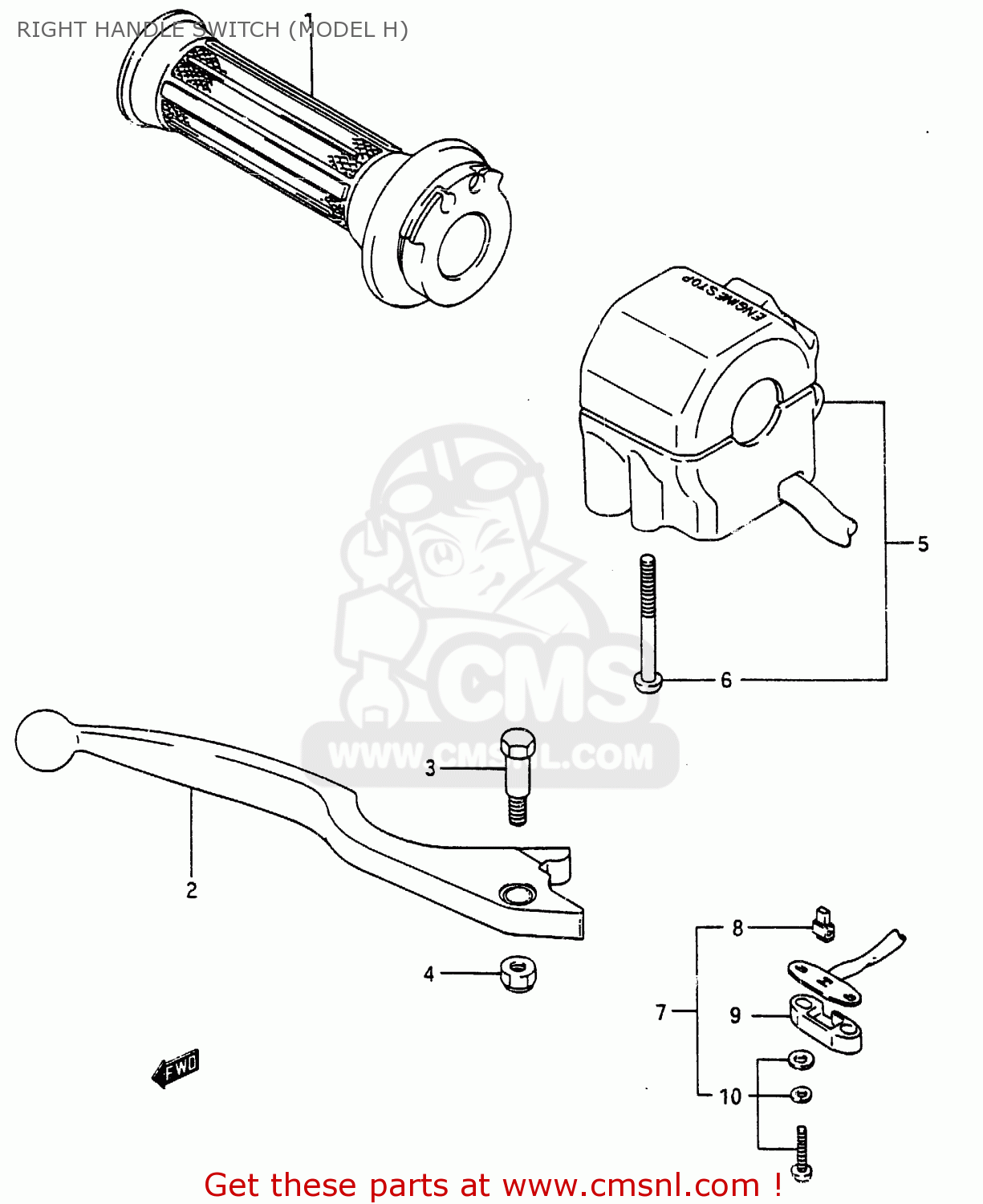 RIGHT HANDLE SWITCH (MODEL H) RG250C 1987 (H) (E01 E02 E04 E15 E16 E21 E22 E25 E39 E53)