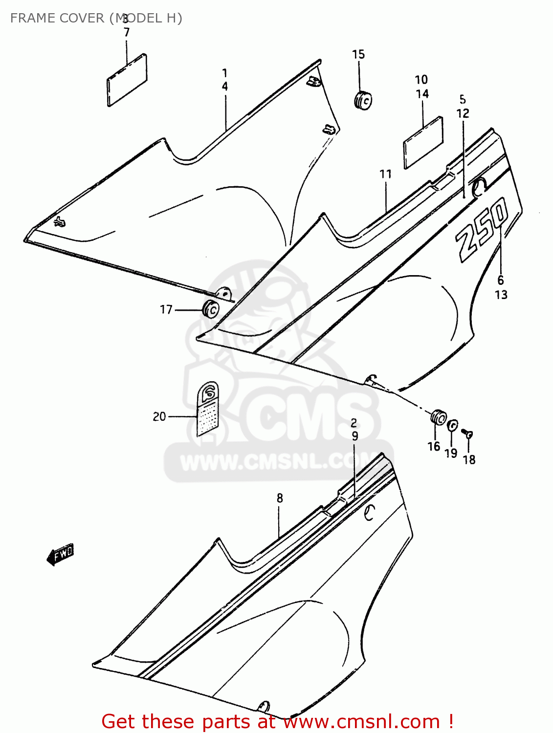 FRAME COVER (MODEL H) RG250F 1986 (G) (E02 E16 E24 E30)