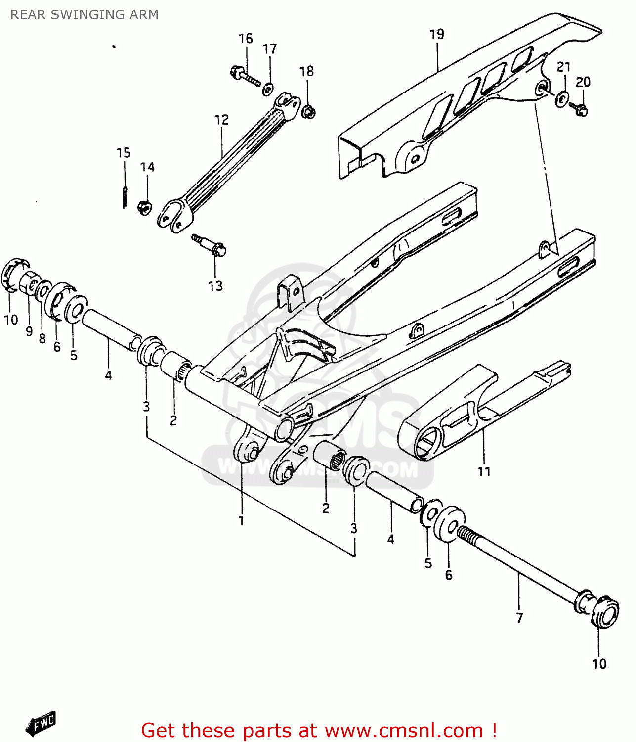 REAR SWINGING ARM RG250F 1986 (G) (E02 E16 E24 E30)