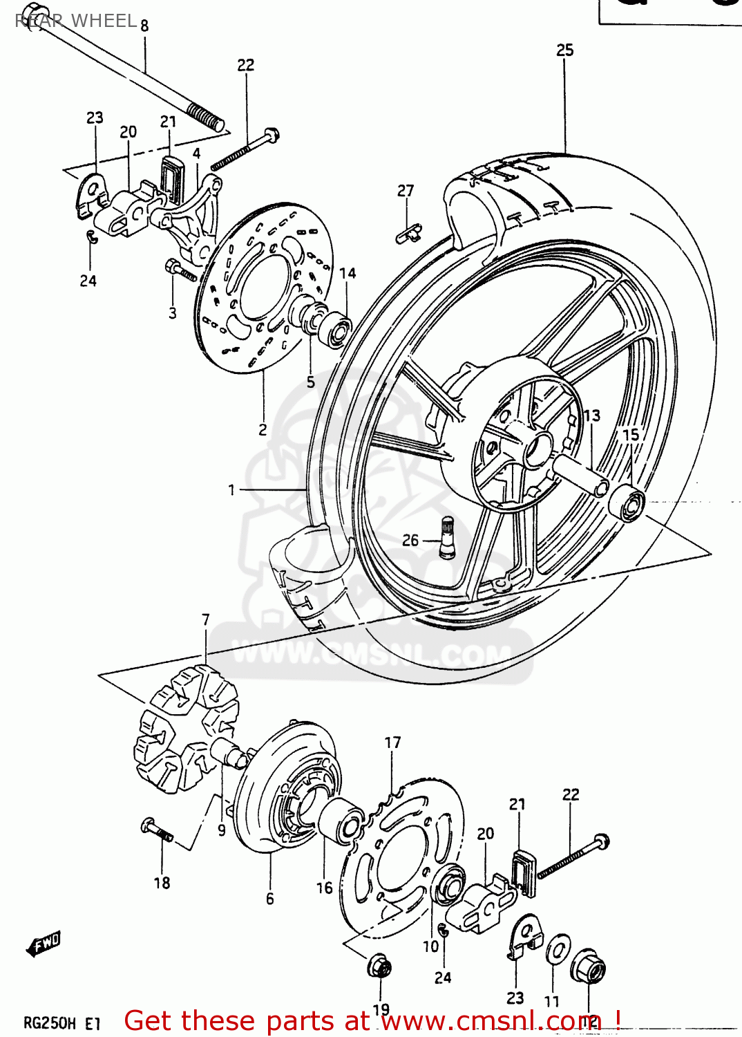 REAR WHEEL RG250F 1987 (H) (E01 E02 E15 E24 E30 E34)
