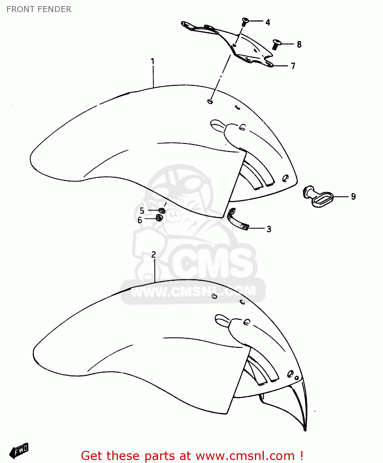 FRONT FENDER RG250FC 1987 (H) (E01 E02 E06 E15 E16 E22 E24 E25 E30 E34)