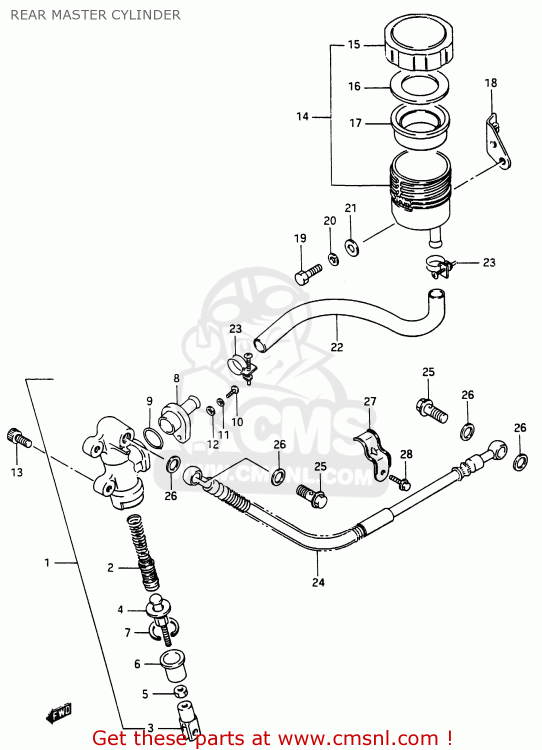 REAR MASTER CYLINDER RG250FC 1987 (H) (E01 E02 E06 E15 E16 E22 E24 E25 E30 E34)