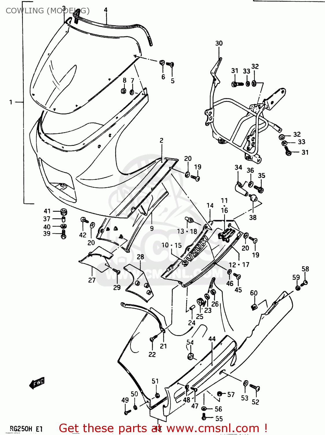 COWLING (MODEL G) RG250FC 1987 (H) (E01 E02 E06 E15 E16 E22 E24 E25 E30 E34)