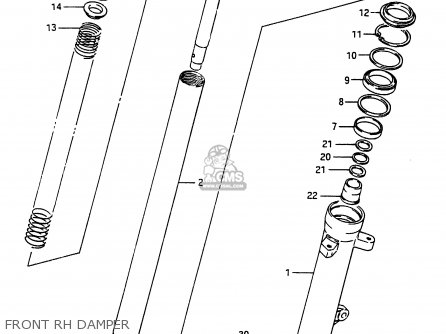 FRONT RH DAMPER - RG250FC 1987 (H) (E01 E02 E06 E15 E16 E22 E24 E25 E30 E34)