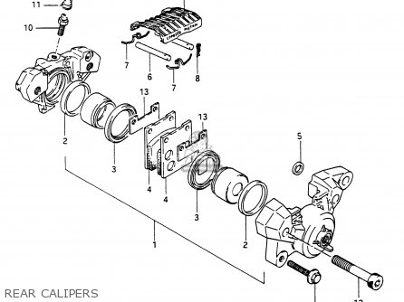 REAR CALIPERS - RG250FC 1987 (H) (E01 E02 E06 E15 E16 E22 E24 E25 E30 E34)