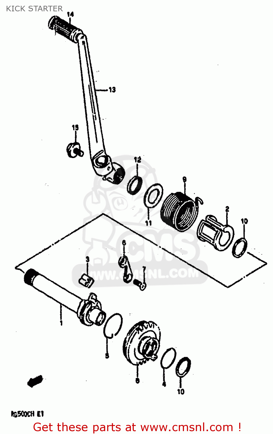 KICK STARTER RG500 1986 (G) (E01 E02 E04 E06 E15 E16 E17 E21 22 24 25 34 39)