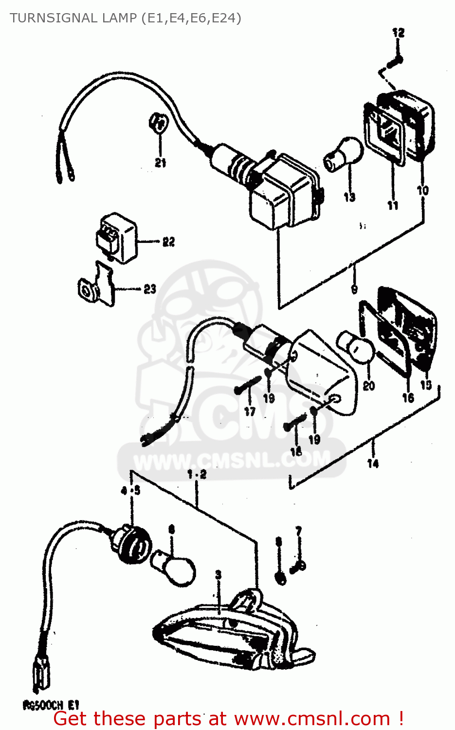 TURNSIGNAL LAMP (E1,E4,E6,E24) RG500 1986 (G) (E01 E02 E04 E06 E15 E16 E17 E21 22 24 25 34 39)