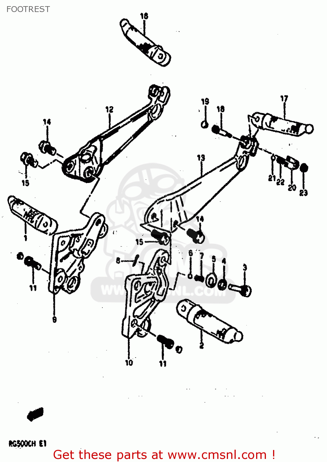 FOOTREST RG500 1986 (G) (E01 E02 E04 E06 E15 E16 E17 E21 22 24 25 34 39)