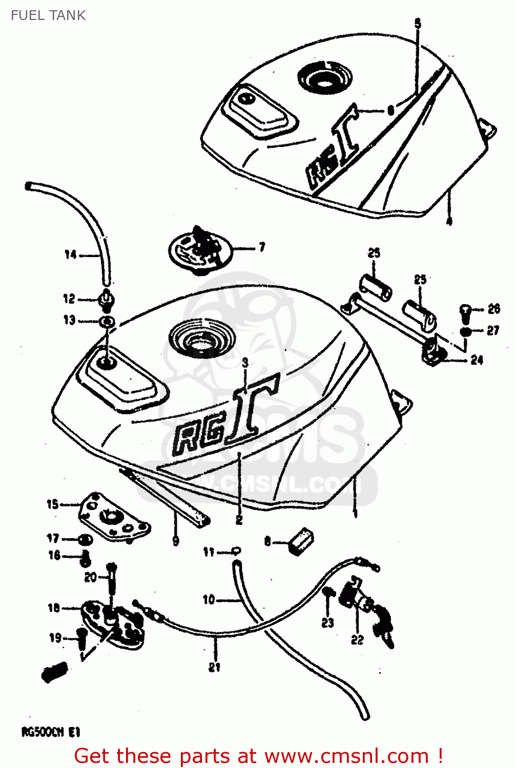 FUEL TANK RG500 1986 (G) (E01 E02 E04 E06 E15 E16 E17 E21 22 24 25 34 39)