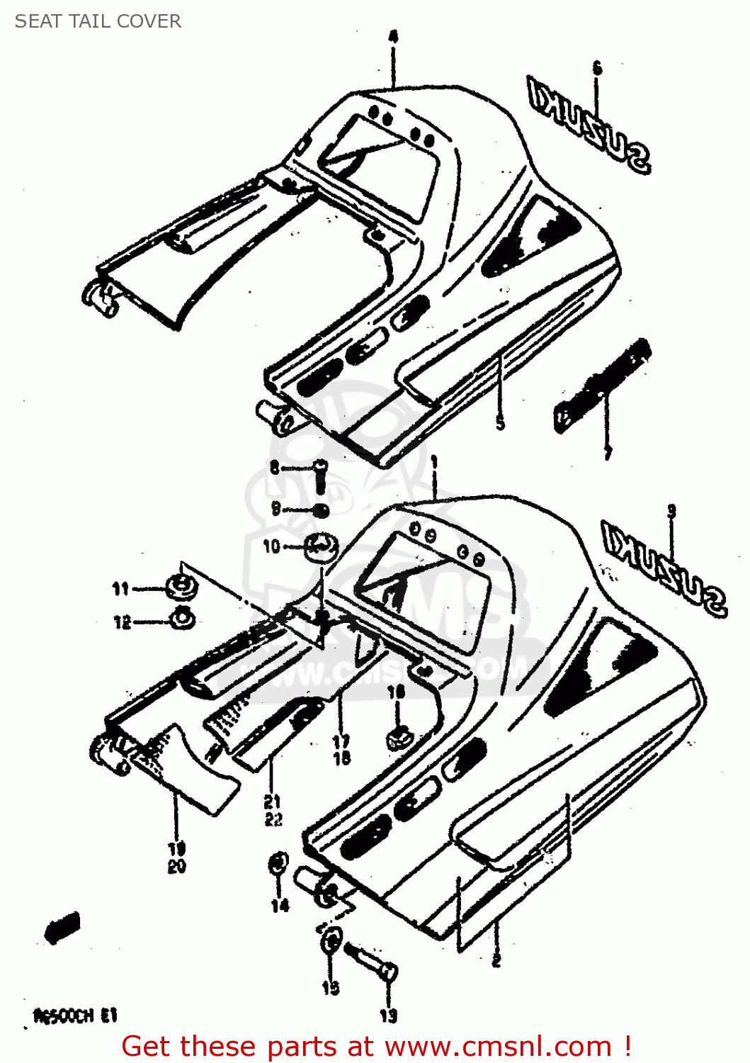 SEAT TAIL COVER RG500 1986 (G) (E01 E02 E04 E06 E15 E16 E17 E21 22 24 25 34 39)
