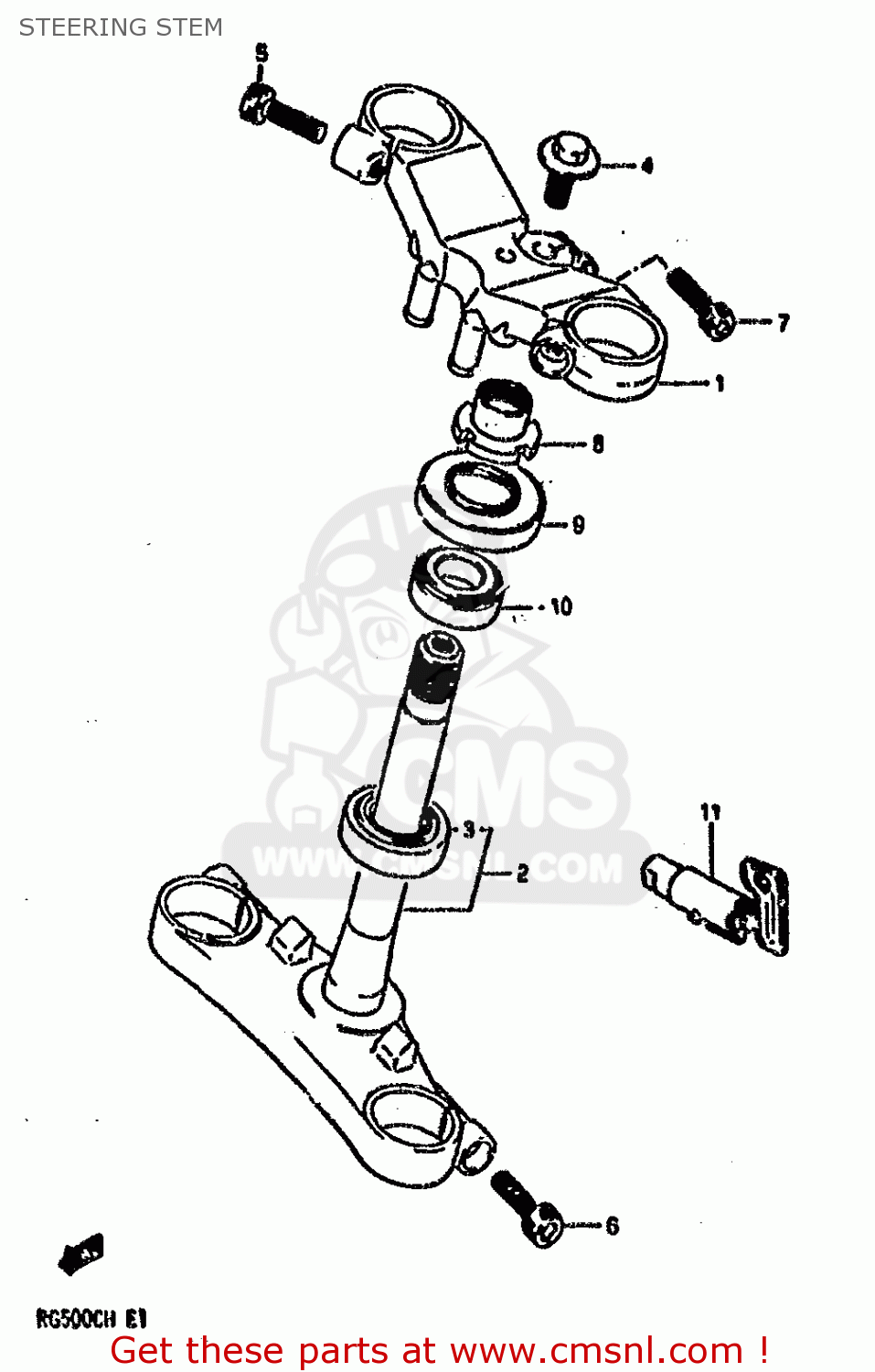 STEERING STEM RG500 1986 (G) (E01 E02 E04 E06 E15 E16 E17 E21 22 24 25 34 39)