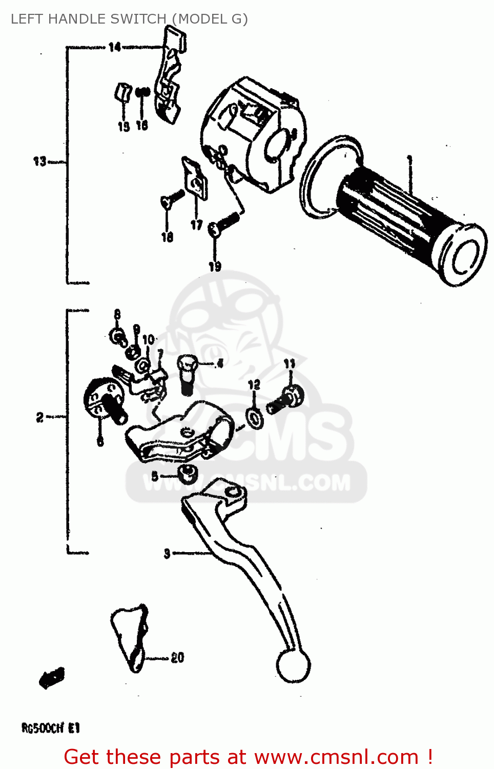 LEFT HANDLE SWITCH (MODEL G) RG500 1986 (G) (E01 E02 E04 E06 E15 E16 E17 E21 22 24 25 34 39)