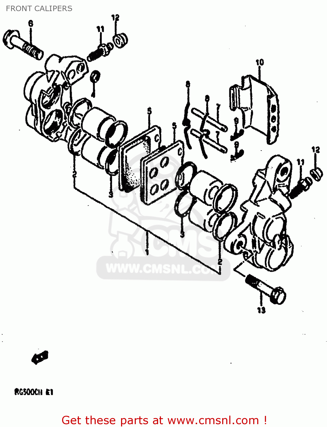 FRONT CALIPERS RG500 1986 (G) (E01 E02 E04 E06 E15 E16 E17 E21 22 24 25 34 39)