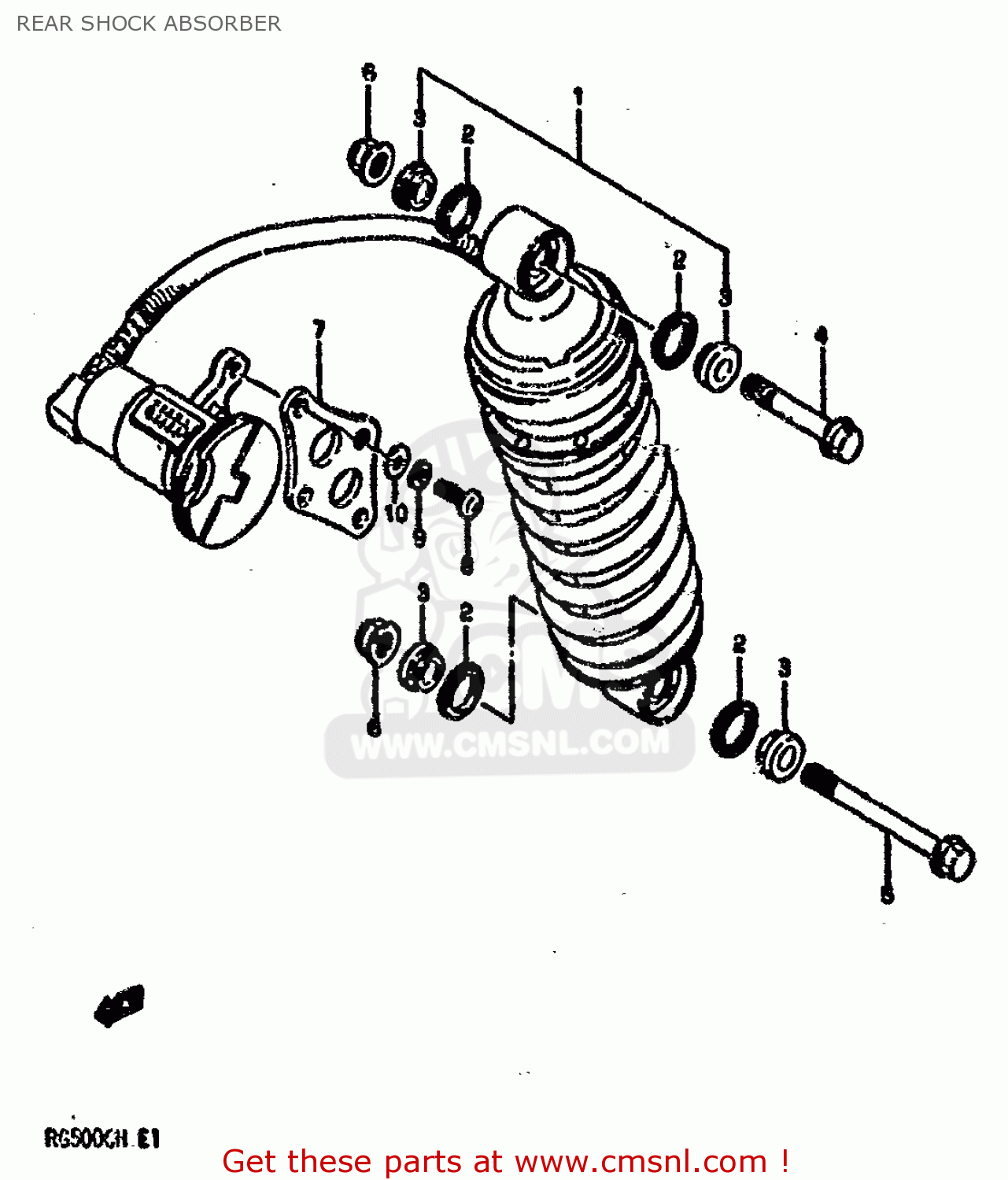 REAR SHOCK ABSORBER RG500 1986 (G) (E01 E02 E04 E06 E15 E16 E17 E21 22 24 25 34 39)