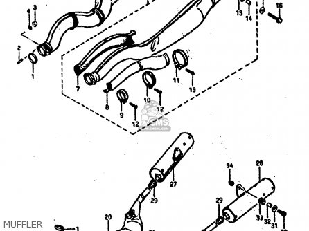 MUFFLER - RG500 1986 (G) (E01 E02 E04 E06 E15 E16 E17 E21 22 24 25 34 39)