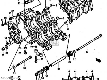 CRANKCASE - RG500 1986 (G) (E01 E02 E04 E06 E15 E16 E17 E21 22 24 25 34 39)