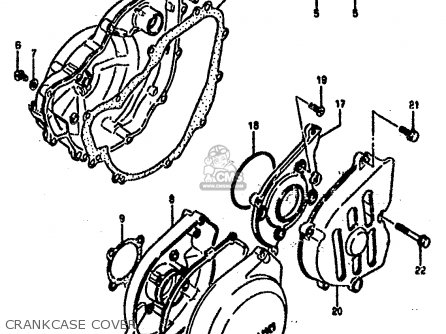 CRANKCASE COVER - RG500 1986 (G) (E01 E02 E04 E06 E15 E16 E17 E21 22 24 25 34 39)