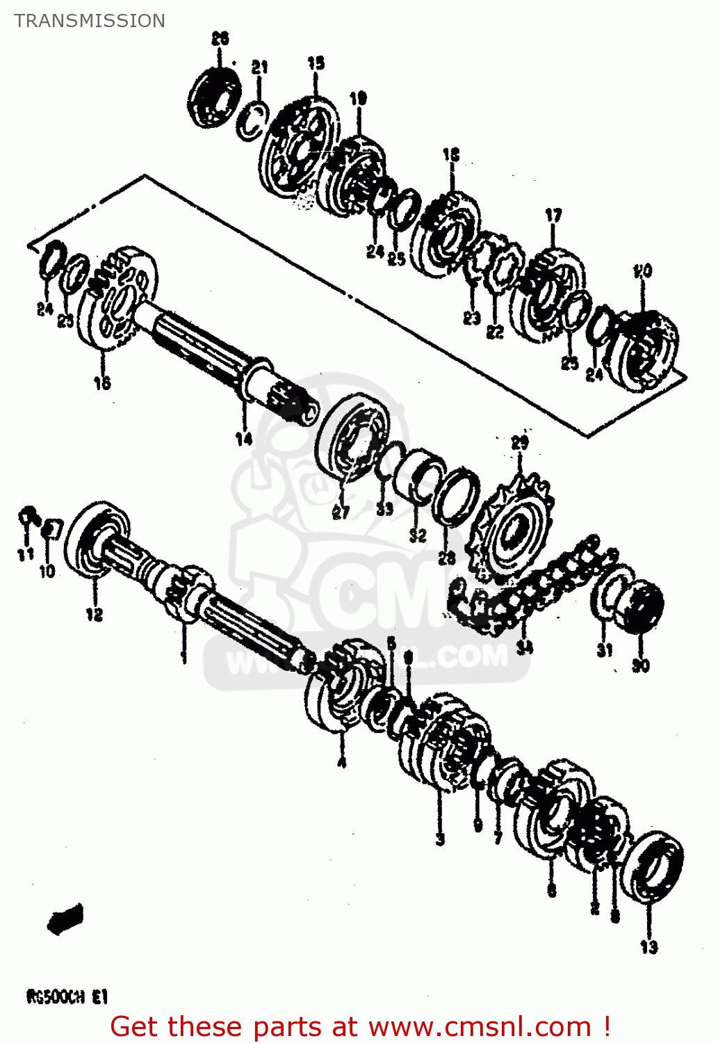 TRANSMISSION RG500C 1987 (H) (E01 E02 E04 E06 E15 16 17 21 22 24 25 34 39 53)
