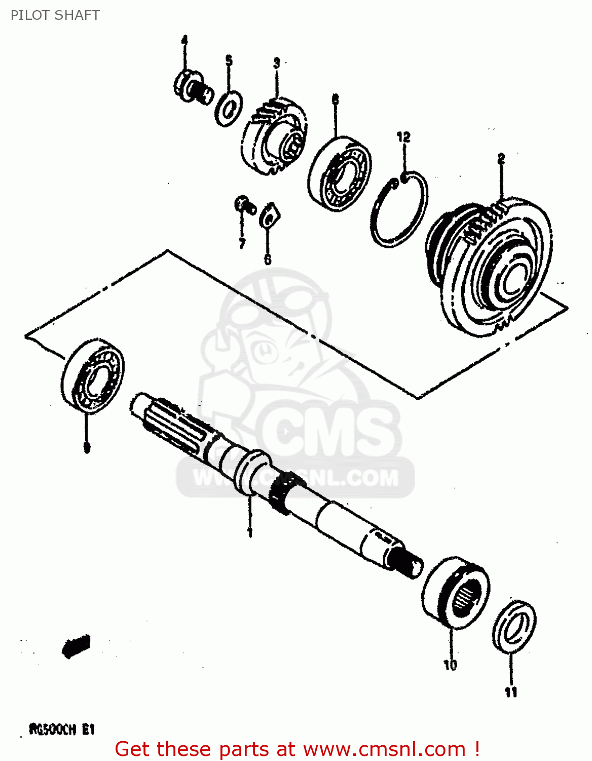 PILOT SHAFT RG500C 1987 (H) (E01 E02 E04 E06 E15 16 17 21 22 24 25 34 39 53)