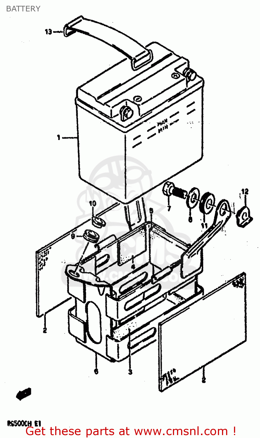 BATTERY RG500C 1987 (H) (E01 E02 E04 E06 E15 16 17 21 22 24 25 34 39 53)