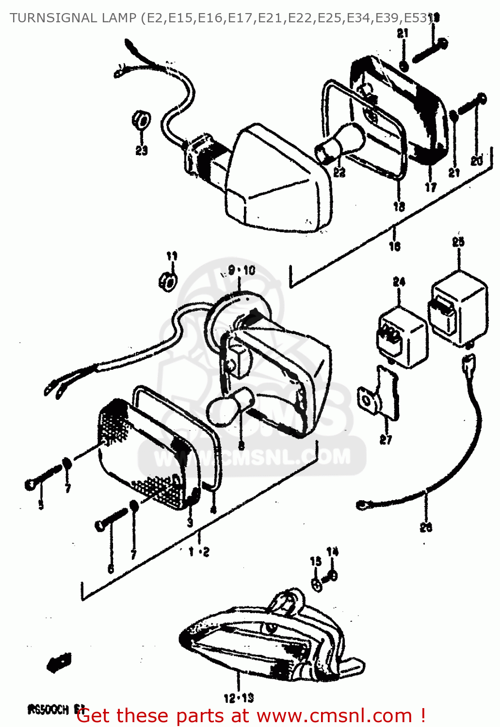TURNSIGNAL LAMP (E2,E15,E16,E17,E21,E22,E25,E34,E39,E53) RG500C 1987 (H) (E01 E02 E04 E06 E15 16 17 21 22 24 25 34 39 53)
