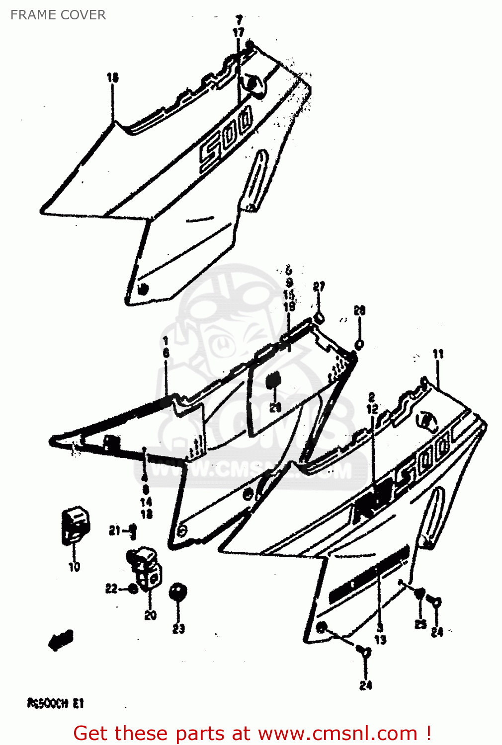 FRAME COVER RG500C 1987 (H) (E01 E02 E04 E06 E15 16 17 21 22 24 25 34 39 53)